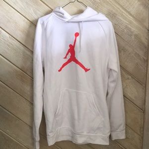 Nike Air Jordan Jumpman Hoodie Sweatshirt Mens Large Big Logo White